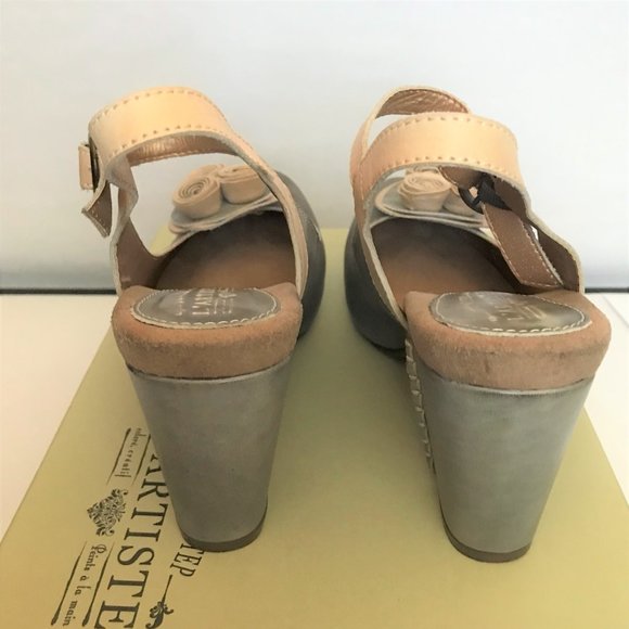 L' Artiste by Spring Step Adorn Gray w/ Cream Leather Slingbacks 37/7M - Picture 5 of 10